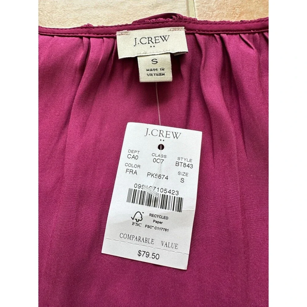 J.Crew Ruffle‎ Neck top  Raspberry color size S - Picture 7 of 13